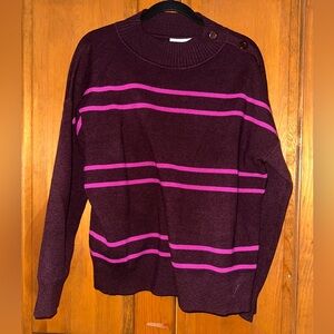 Cynthia Rowley Women's Sweater - Deep Purple with Pink Stripes